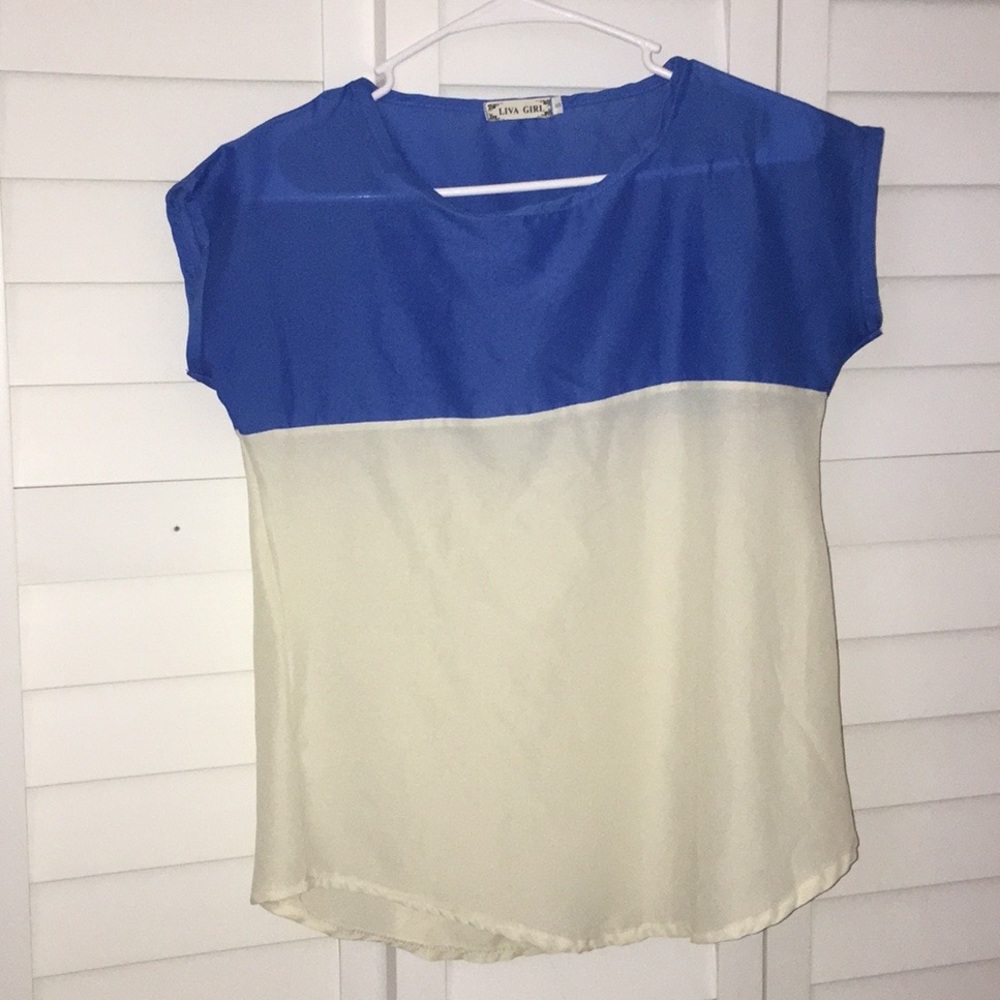 liva girl blue cream blouse